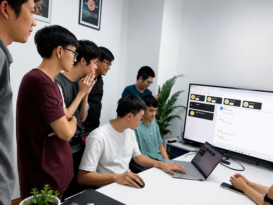 Đội ngũ Vidratek cùng làm việc bên màn hình